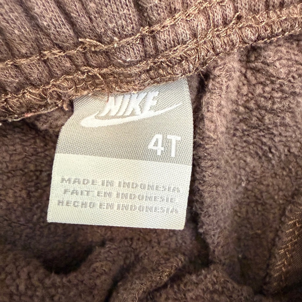 Nike Kids Brown White Stripe Fleece Sweatpants Joggers 4T Boys Girls - Picture 4 of 5